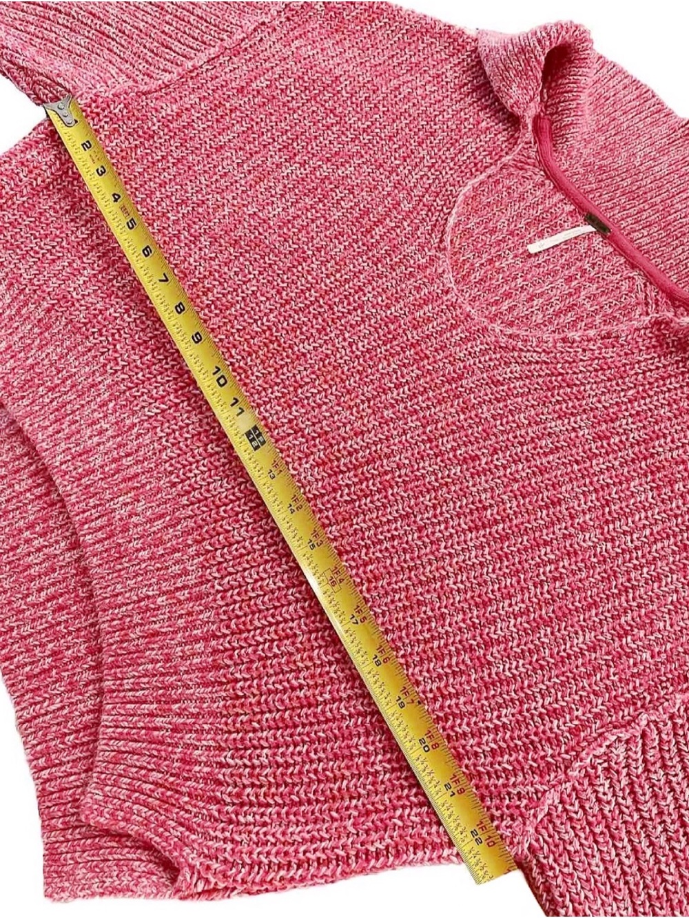 Free People Pink Marled Chunky Knit Collared Sweater L - Picture 7 of 10